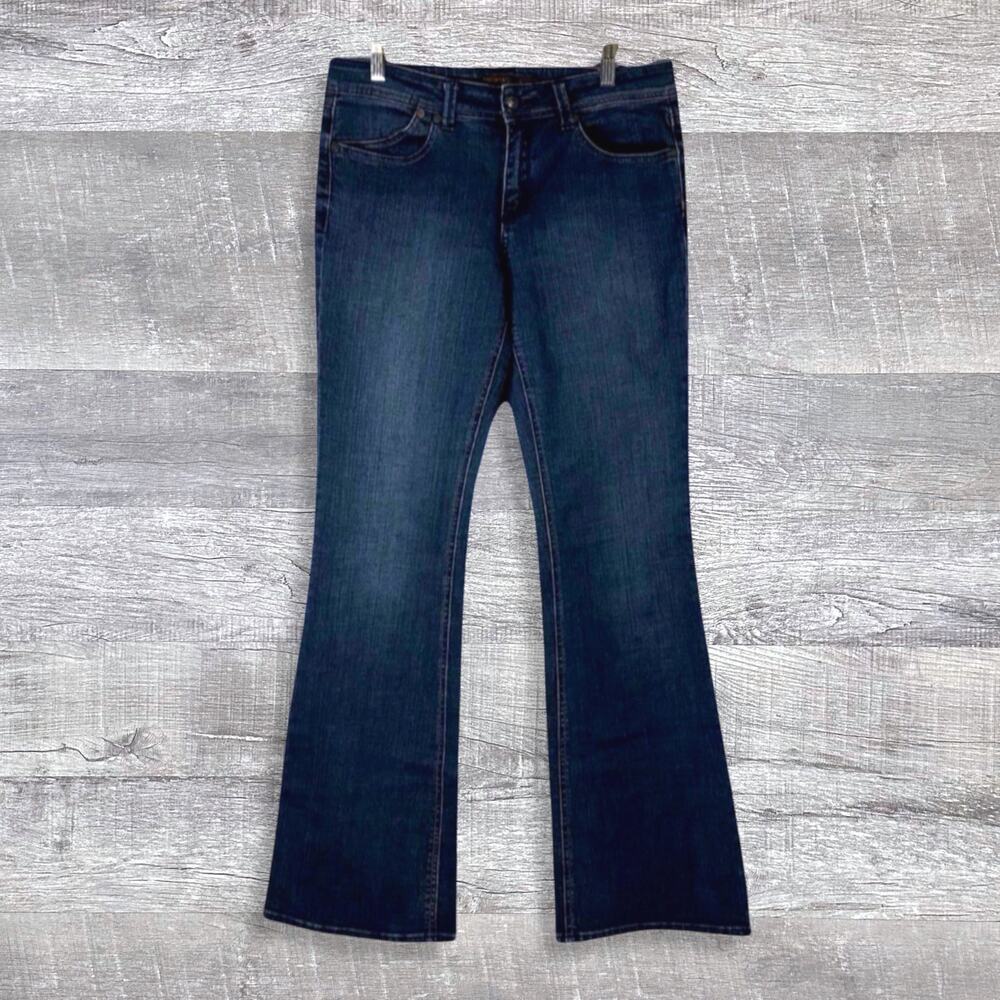 The Limited Dark Wash Flare Jean Womens 8 (32X32) Mid Rise Button Flap Pockets